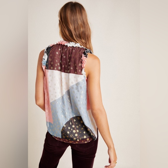 Maeve by Anthropologie Fantasia Metallic Clip Dot Blouse - Picture 6 of 6